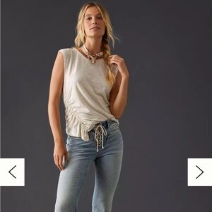 Pilcro Anthropologie Bias Smocked Tee Elevated Basics Striped Sleeveless Capsule